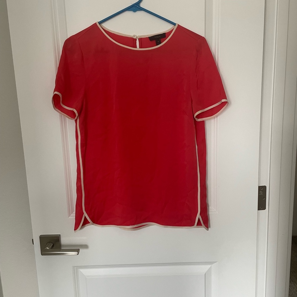 J. Crew Red Short Sleeve Blouse